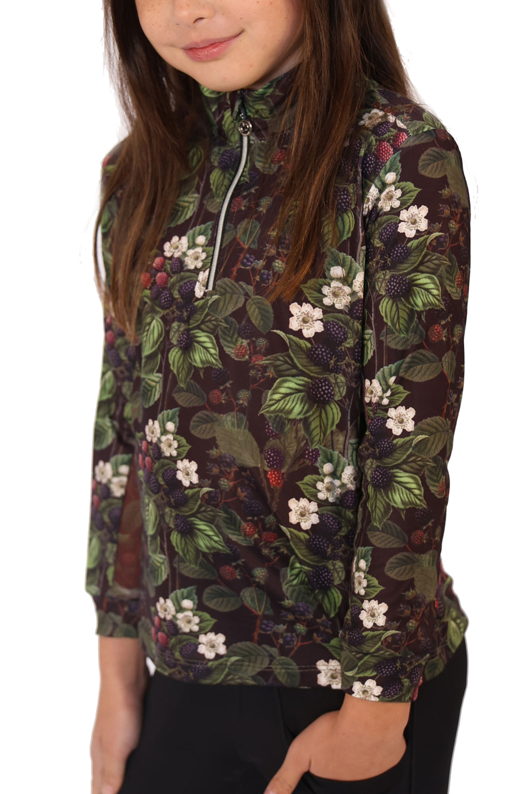 Dapplebay Blackberry Daze Kid's 1/4 Zip Riding Top