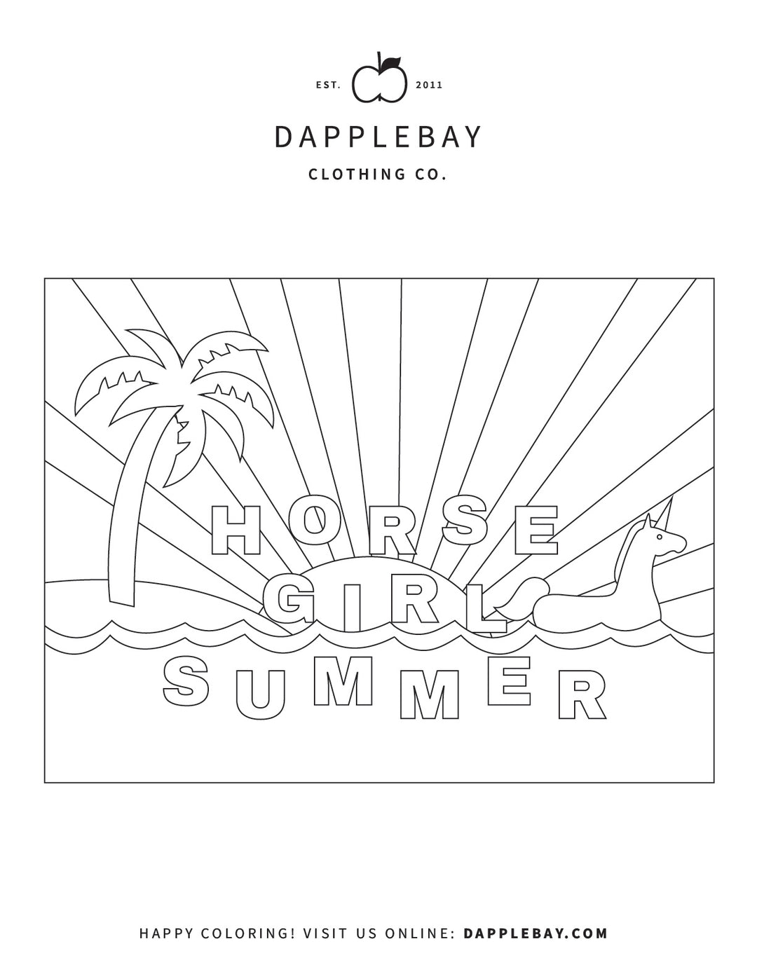 Coloring Page - Horse Girl Summer