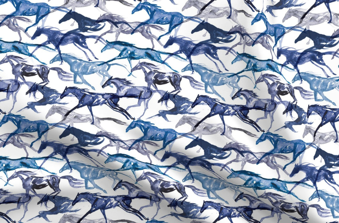 "Gallop in Blue" Fabric