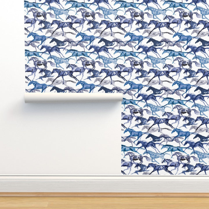 "Gallop in Blue" Wallpaper