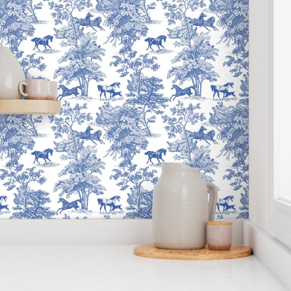 "Equestrian Toile - Large" - Wallpaper